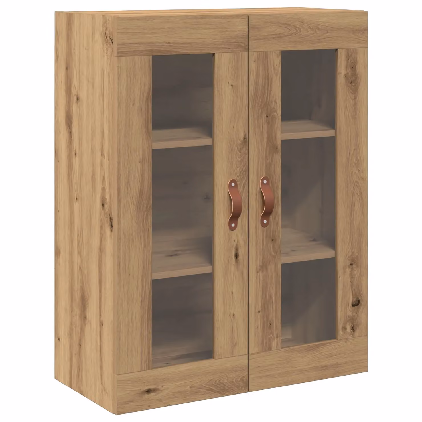 Berkfield Home Wall-Mounted Cabinet with Glass Doors in Artisan Oak Brown, W/D/H: 69.5 x 34 x 90 cm – 2