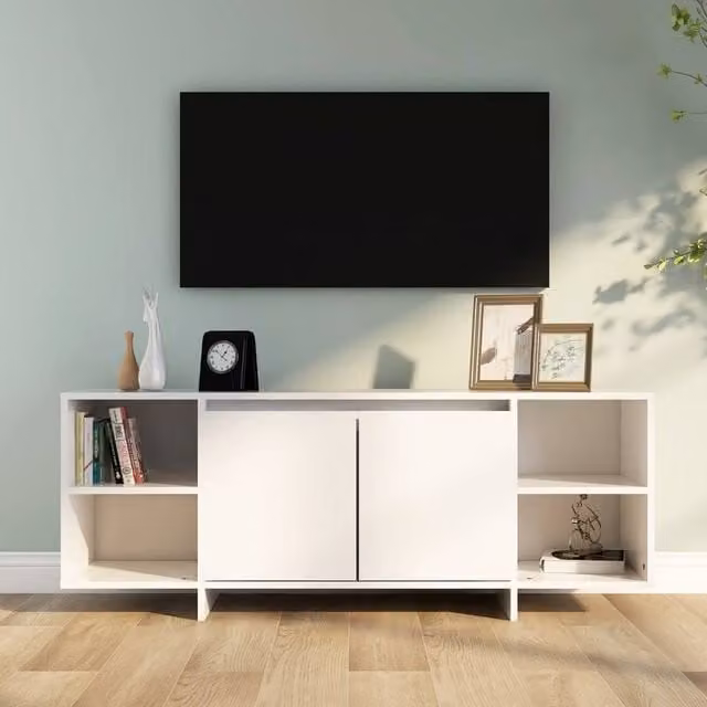 Berkfield Home Modern White TV Cabinet in Matt Engineered Wood W/D/H: 130 x 35 x 50 cm – 1