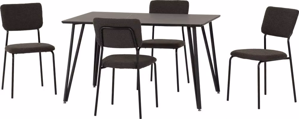 Seconique Marlow & Sheldon Grey and Black Marble Effect Dining Set with Rectangular Table and Four Chairs – 2