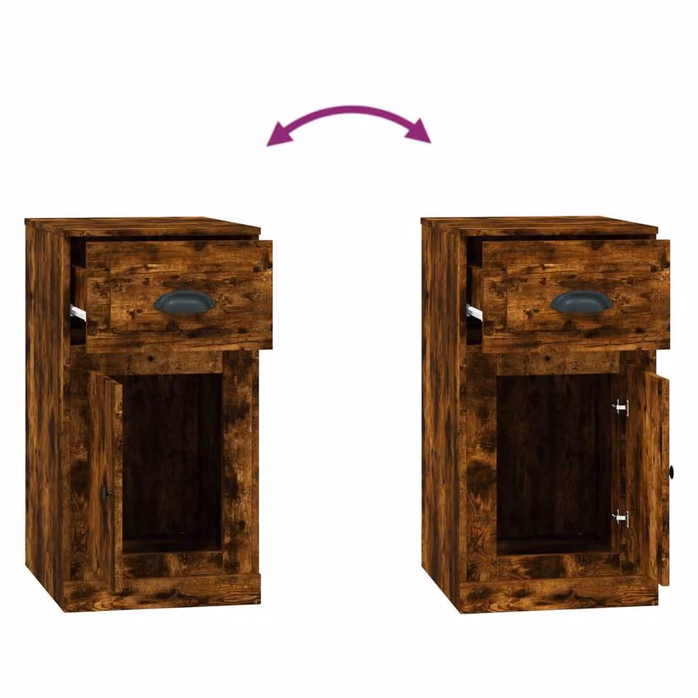 Berkfield Home Side Cabinet with Drawer in Smoked Oak Brown, W/D/H: 40 x 50 x 75 cm – 4