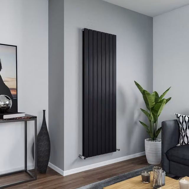 Agadon Panio Duplex Flat Panel Designer Radiator in Black, H 180 cm x W 59.5 cm