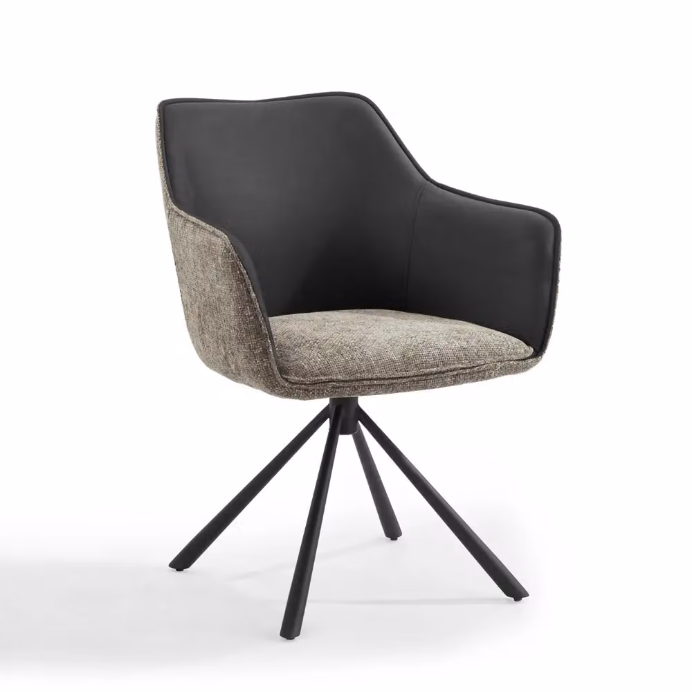 Home Detail Lisbon Fabric Swivel Dining Chair Set of 2, Grey and Beige – 2