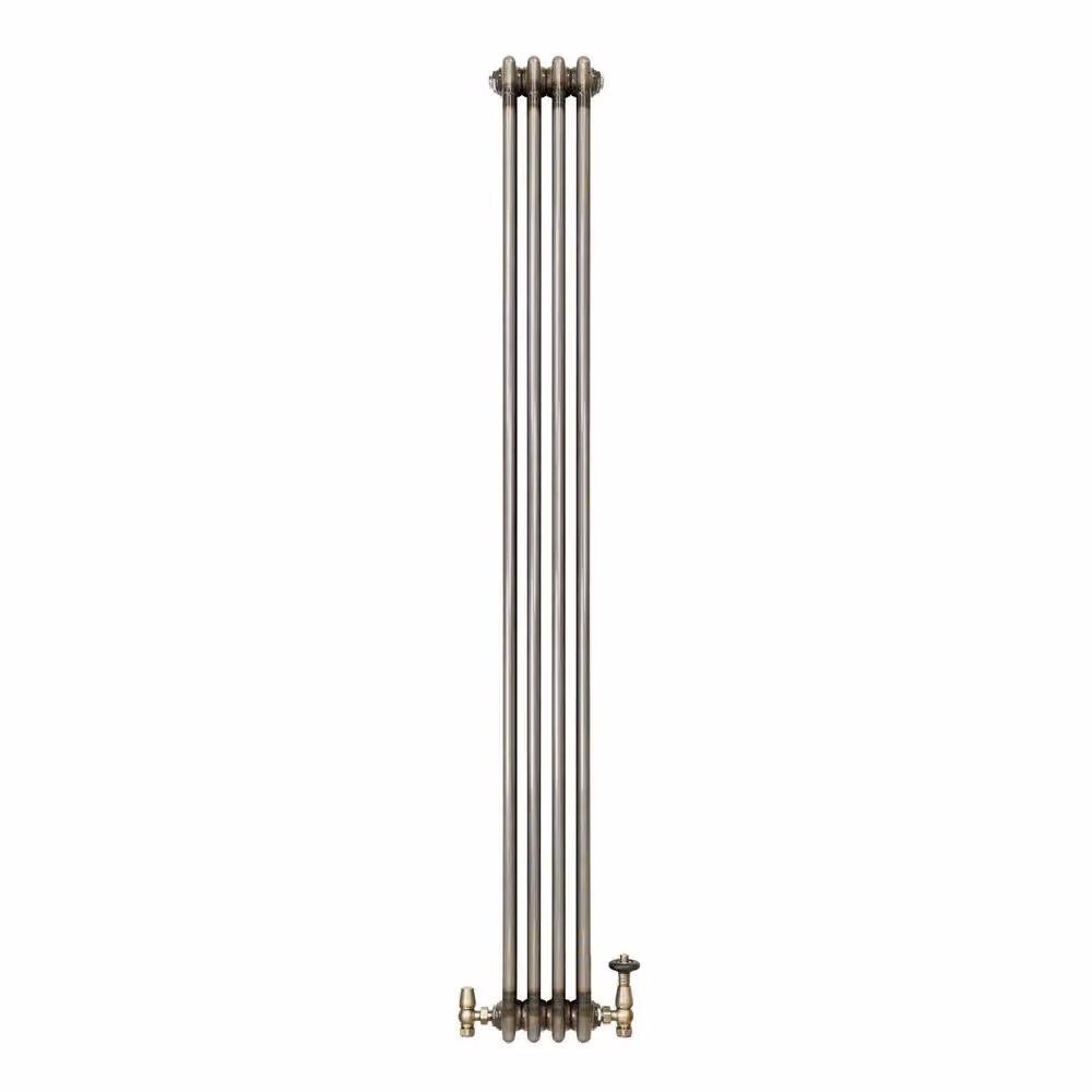 Monstershop Traditional 3 Column Steel Radiator with Integrated Valves, Silver, H: 180 cm, W: 20 cm – 2