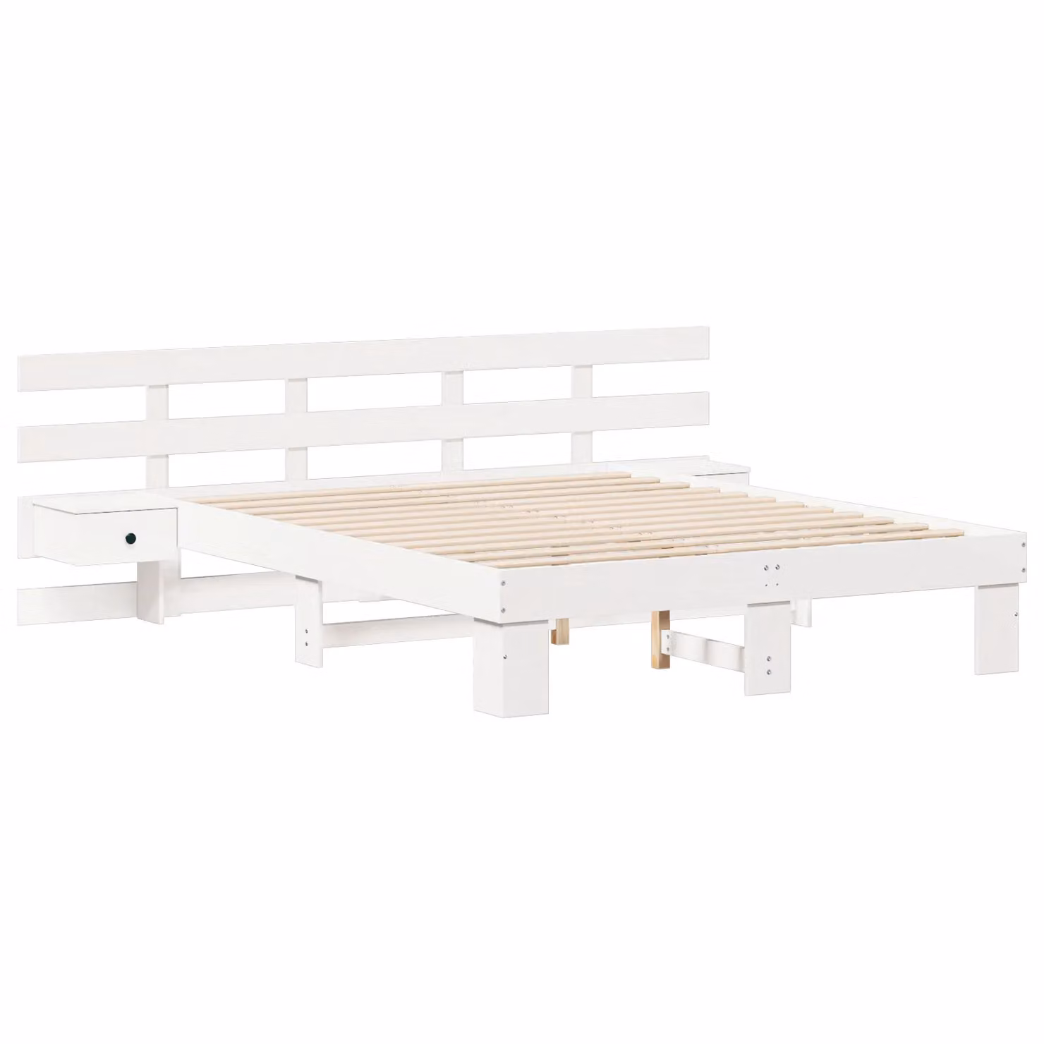 Berkfield Home White Solid Pine Wood Bed Frame W/D/H: 140 x 200 cm – 2