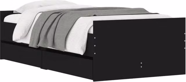 Berkfield Home Modern Single Bed Frame with Drawers, Black, W/D/H: 90 x 190 cm – 1