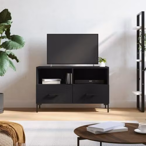 vidaXL Modern Black TV Cabinet with Media Compartments, W/D/H: 80 x 36 x 50 cm – 2