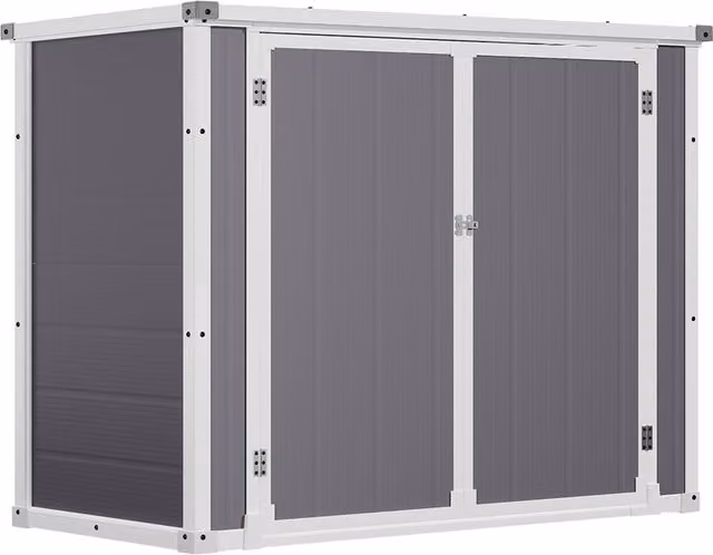 Livingandhome Plastic Garden Storage Shed with Hinged Top, Grey