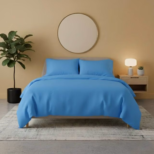 Snug City Blue Flannelette Cotton Duvet Cover and Pillowcase Set, Single