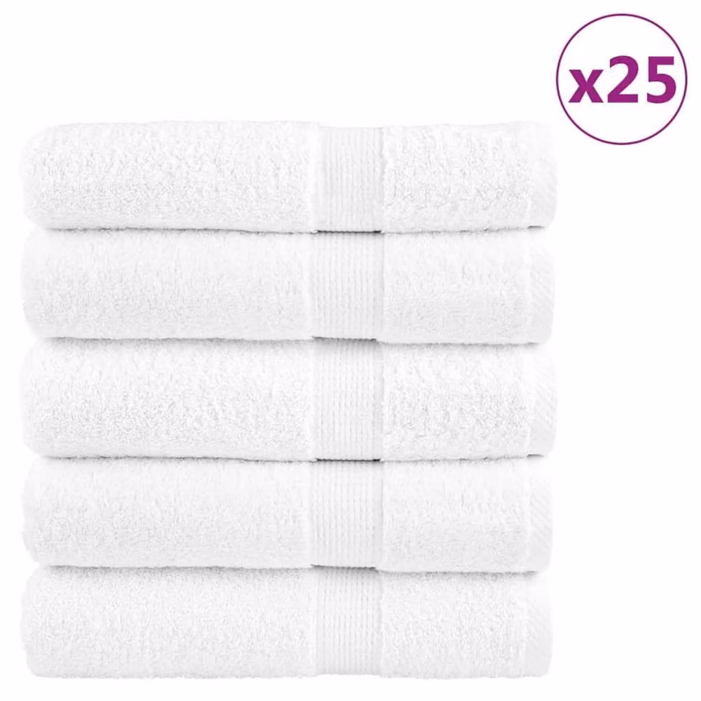 Berkfield Home SOLUND Premium Cotton Terry Shower Towels, White, 25 Pack, W: 70 cm, L: 140 cm, 600gsm – 2