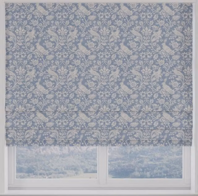 Terrys Made to Measure Blackout Roman Blind in Blue Floral and Animal Print