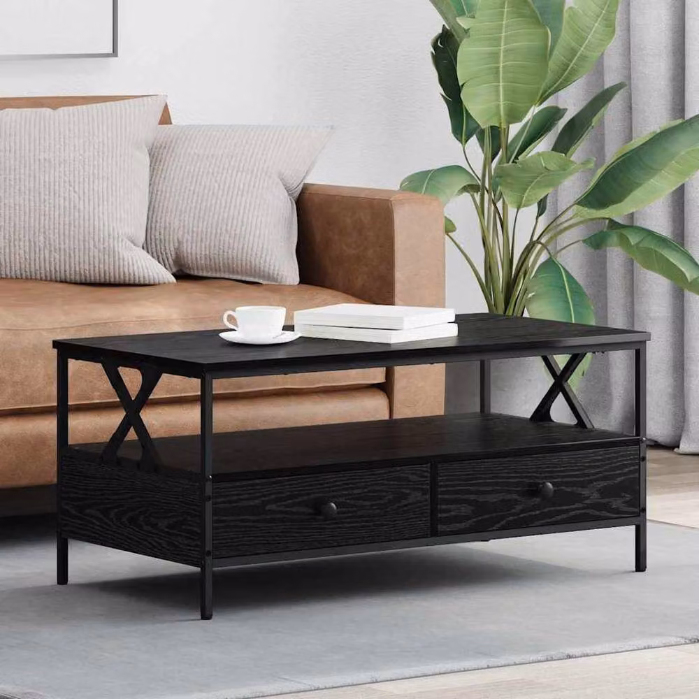 Berkfield Home Modern Black Oak Coffee Table with Lift Mechanism, W/D/H: 100 x 51 x 45 cm – 2