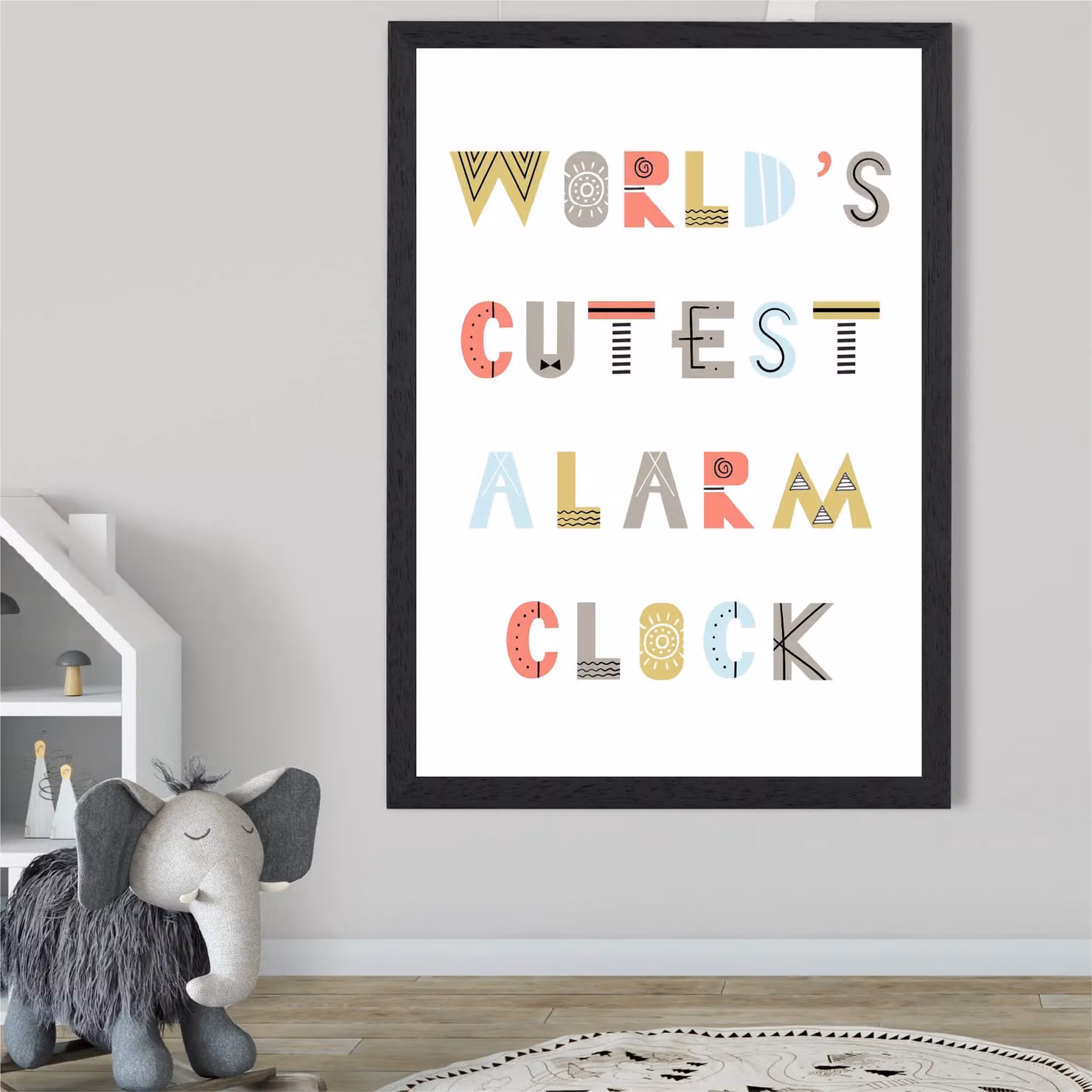 ARTZE Scandi Quote Framed Print, Pale Blue and Black, A4 – 2