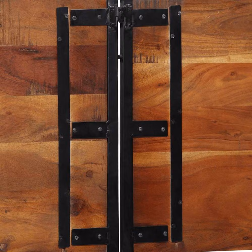 Berkfield Home Industrial Reclaimed Wood and Iron Headboard in Brown, Width: 200 cm – 2