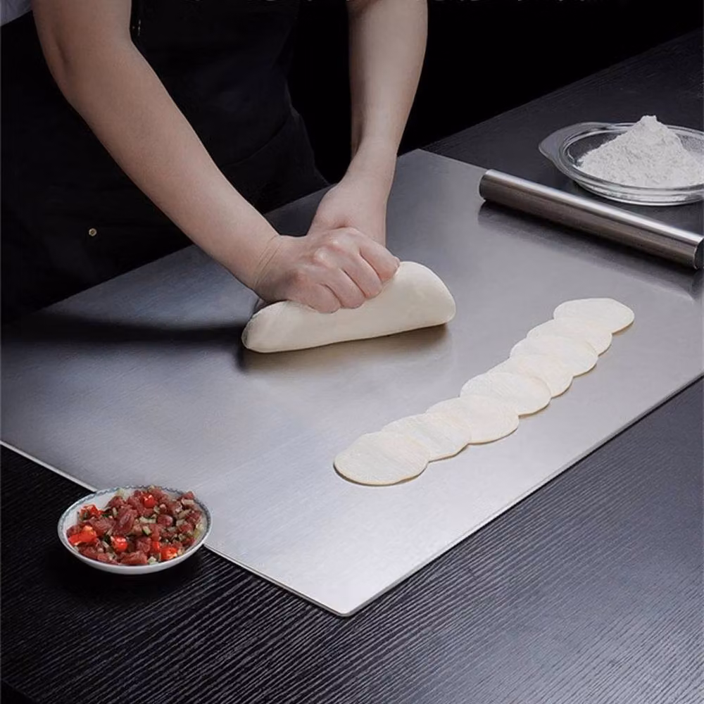 PAWNORA Large Rectangular Stainless Steel Counter Protector Chopping Board in Silver – 2