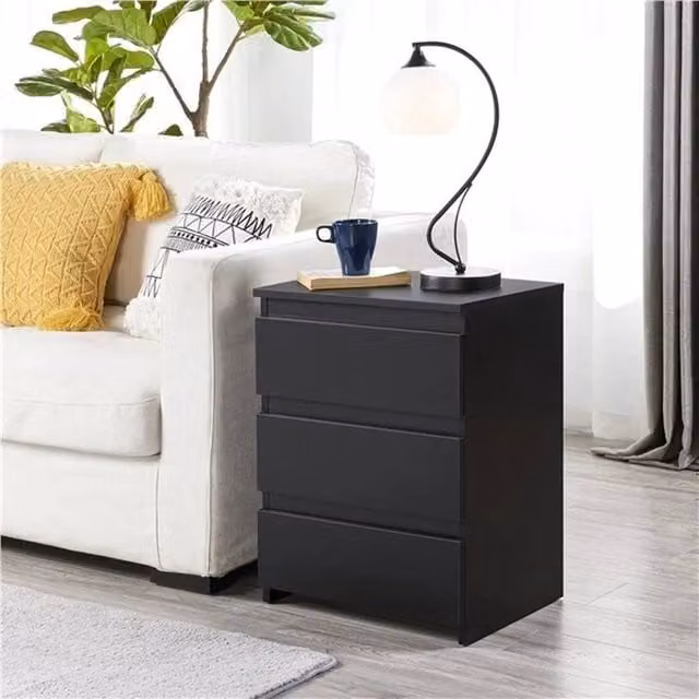 EONLION Black Bedside Drawer Nightstand and Side Table – 1