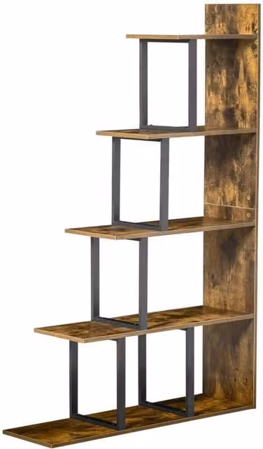VOGREX Rustic Brown 5-Tier Freestanding Ladder Shelf Plant Display Stand – 1