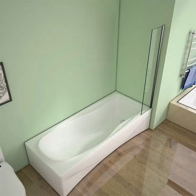 PAWNORA Clear Bath Shower Screen W: 25 cm, H: 140 cm