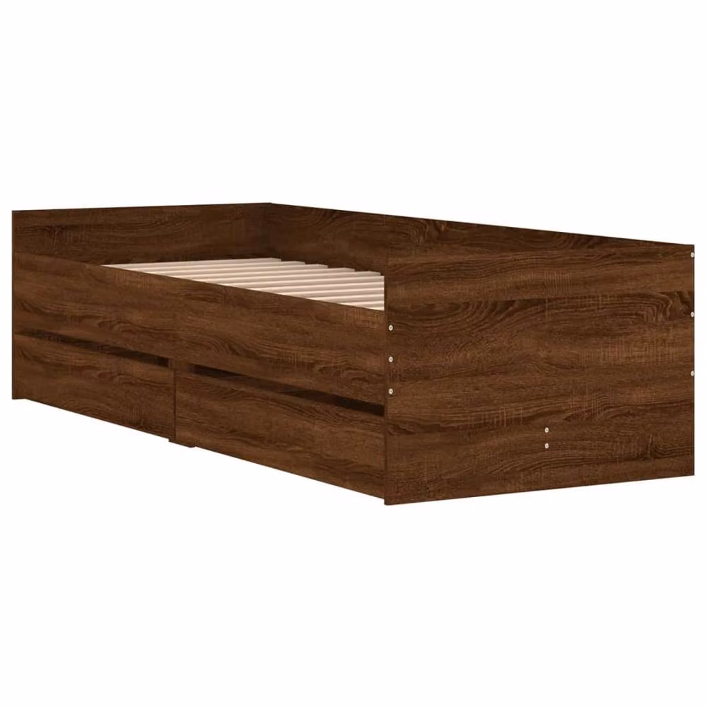 Berkfield Home Small Single Bed Frame in Brown Oak with Drawers, W/D/H: 75 x 190 x 50 cm – 3