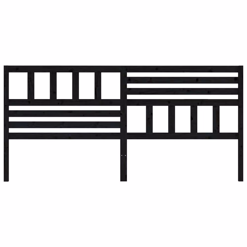 Berkfield Home Black Solid Pine Wood Bed Headboard, W: 186 cm, D: 4 cm, H: 100 cm – 3
