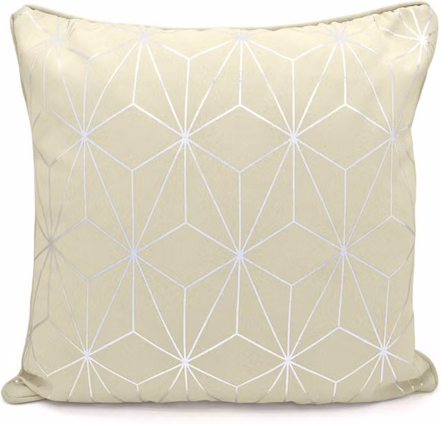 Velosso Moreno Square Cushion with Modern Geometric Foil Print in Beige and Orange