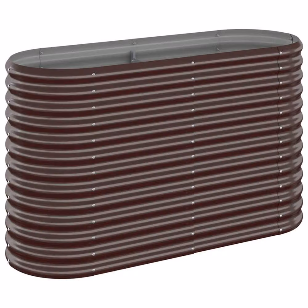 Berkfield Home Garden Brown Powder-coated Steel Raised Bed W/D/H: 114 x 40 x 68 cm – 2