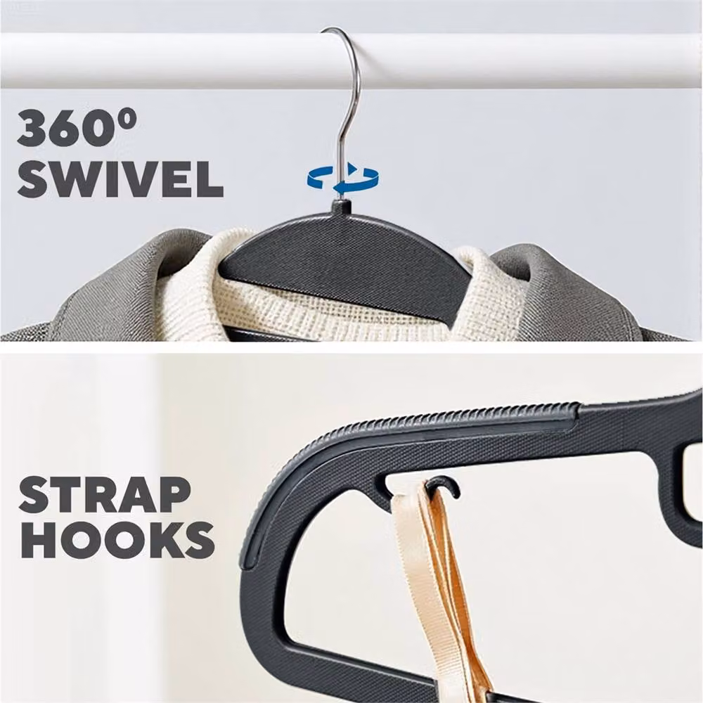 NESTLUNE 30-Piece Non-Slip Plastic Space-Saving Clothes Hangers in Black – 4