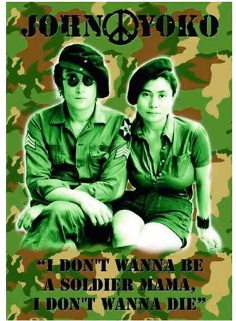 John Lennon John & Yoko Postcard in Green