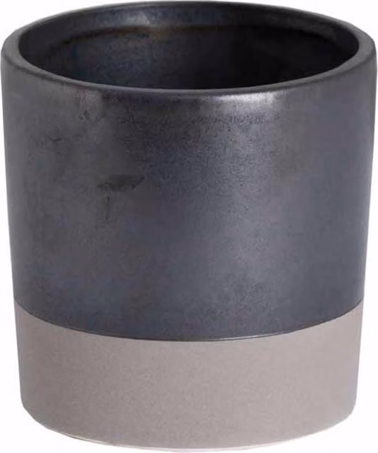 Lemon Pavilion Grey Ceramic and Metal Square Tabletop Planter, W: 11 cm, D: 11 cm, H: 12 cm