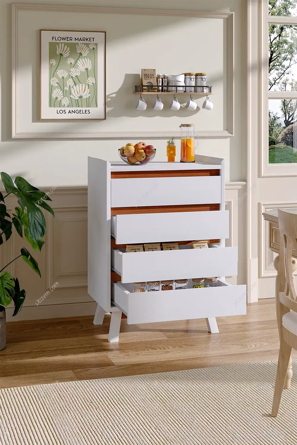 Living and Home 4-Tier Freestanding Chest of Drawers Bedroom Storage Cabinet in White – 2