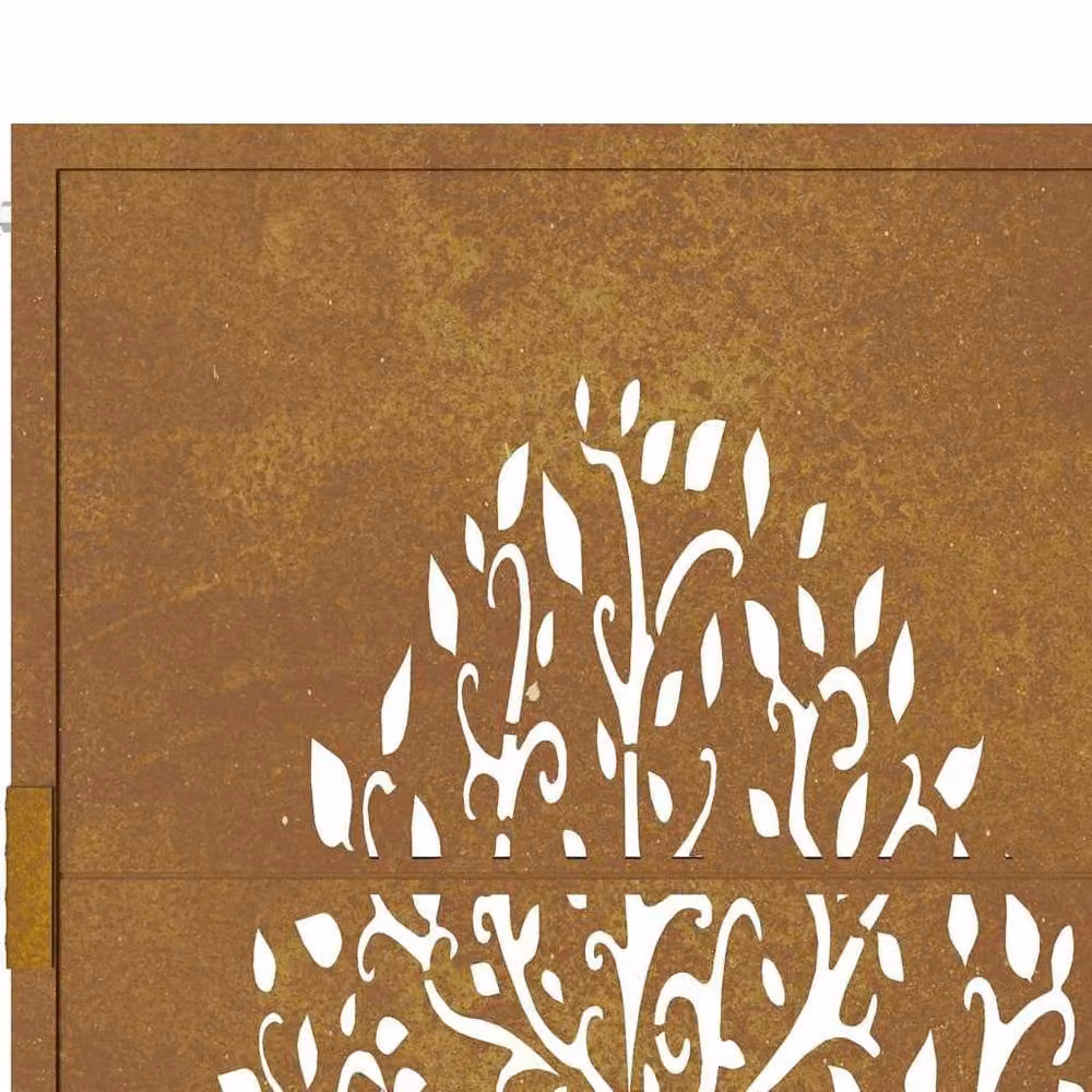Berkfield Home Beautiful Garden Gate with Tree Design in Brown Corten Steel, W: 105 cm, H: 205 cm – 3