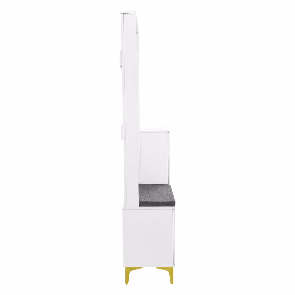 BTM Wardrobe Set with Shoe Bench, Hooks and Drawer Cabinet in White – 3