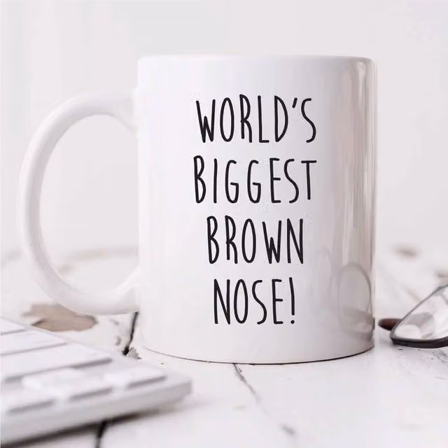 60 Second Makeover World's Biggest Brown Nose Ceramic Mug in White