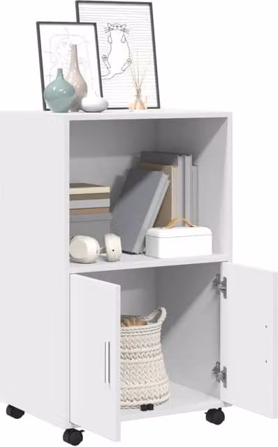 Berkfield Home Rolling Cabinet in White, W/D/H: 55 x 40 x 91 cm