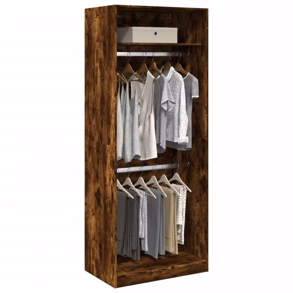 Berkfield Home Smoked Oak Wardrobe in Brown, W/D/H: 80 x 50 x 200 cm – 2