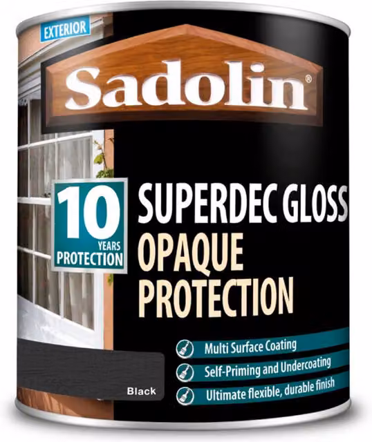 Sadolin Opaque Water Based Wood Protection, Black, 1 l