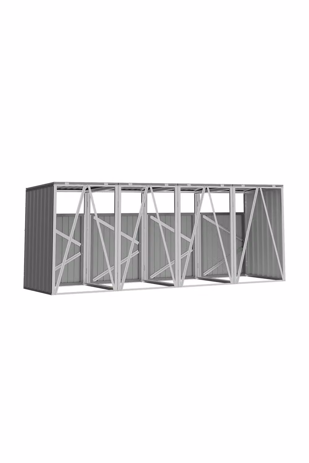 Living and Home Grey Four-Bucket Outdoor Bin Store – 3
