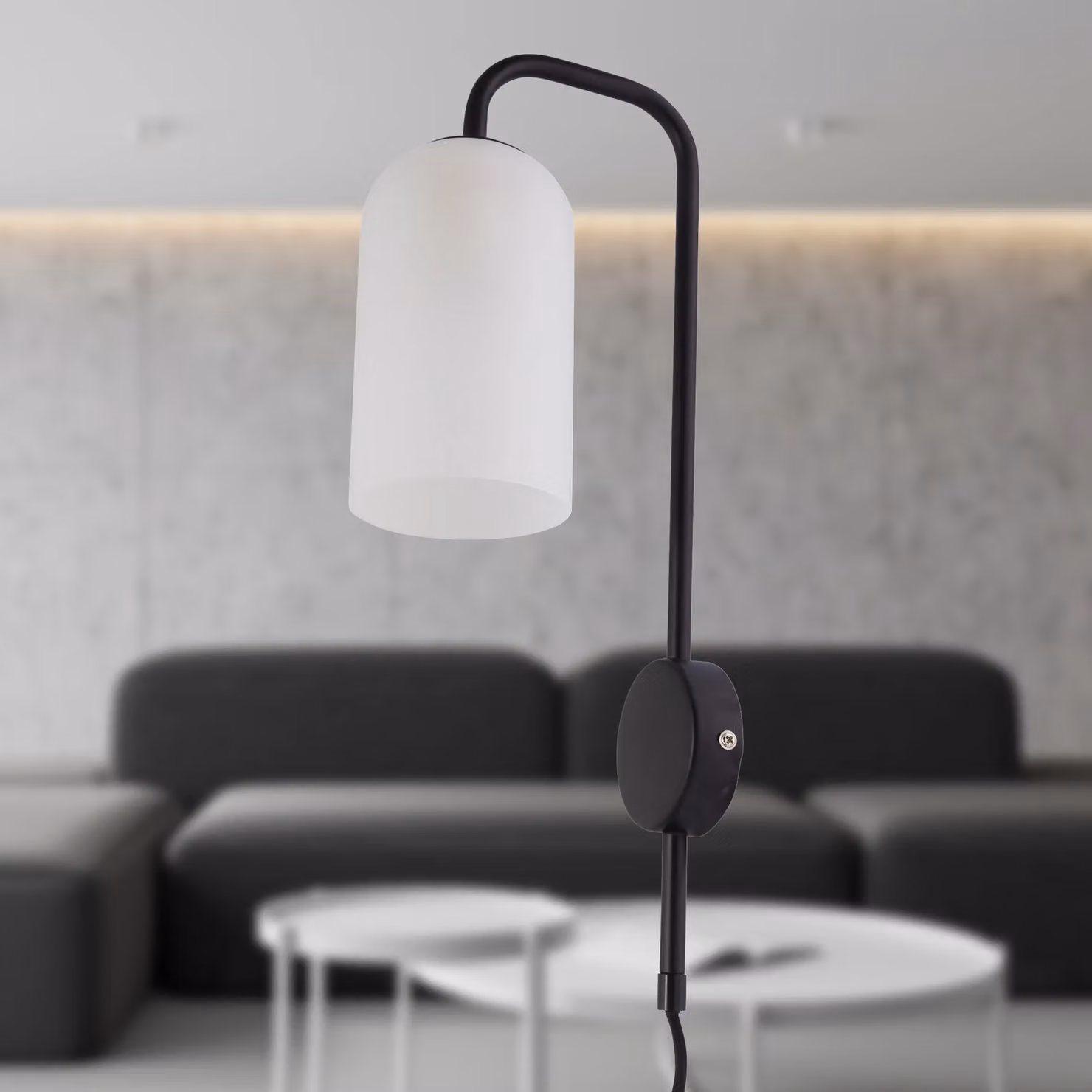 First Choice Lighting Victoria Black Plug-in Wall Light with Glass Shade – 2