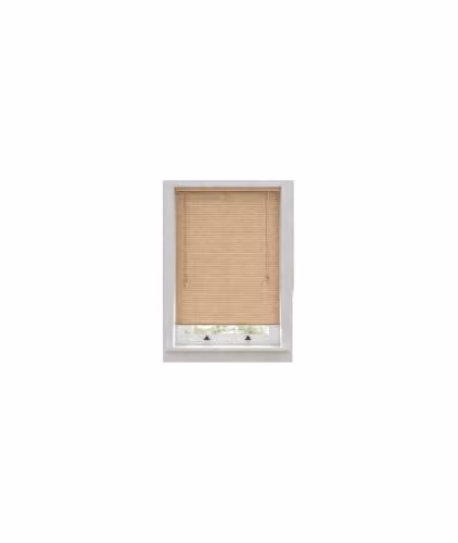 New Edge Blinds Natural Wood Grain PVC Venetian Blind in Beige, W: 125 cm, H: 152 cm – 1