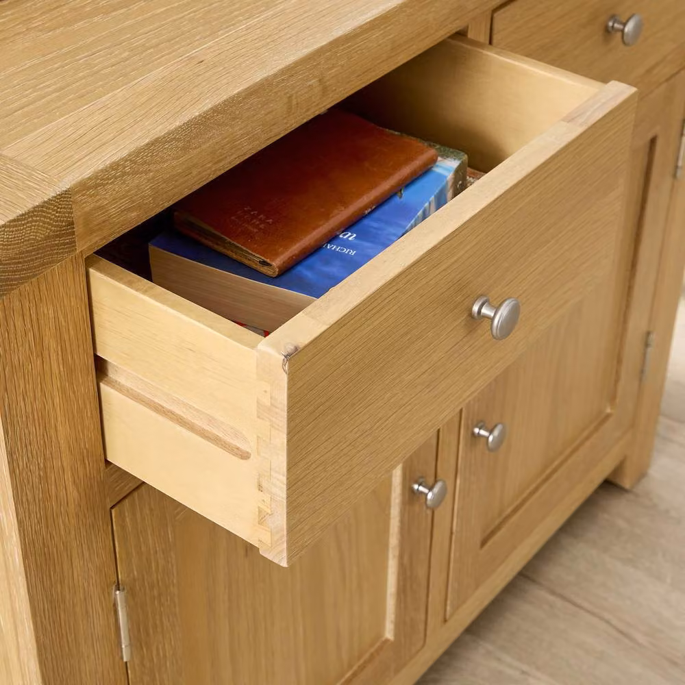 Home Source Melbourne Solid Wood Sideboard with 2 Doors and 2 Drawers in Light Oak – 2