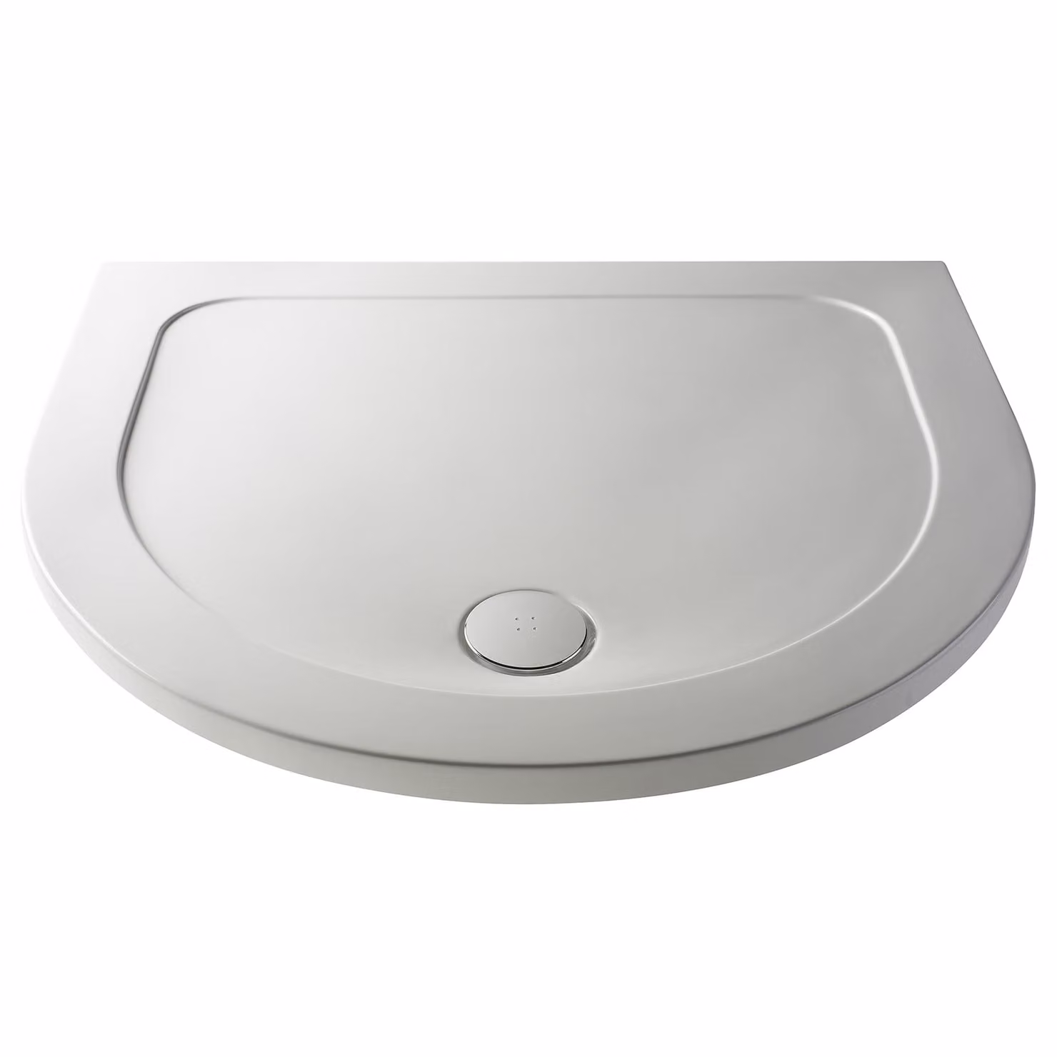 Hudson Reed D-Shaped Pearlstone Shower Tray, White, W: 105 cm, D: 95 cm, H: 4 cm