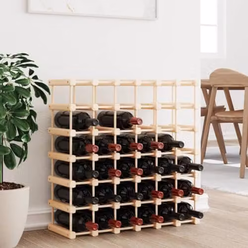 vidaXL Solid Pine Wine Rack for 42 Bottles, Brown, W/D/H: 68.5 x 23 x 68.5 cm – 2