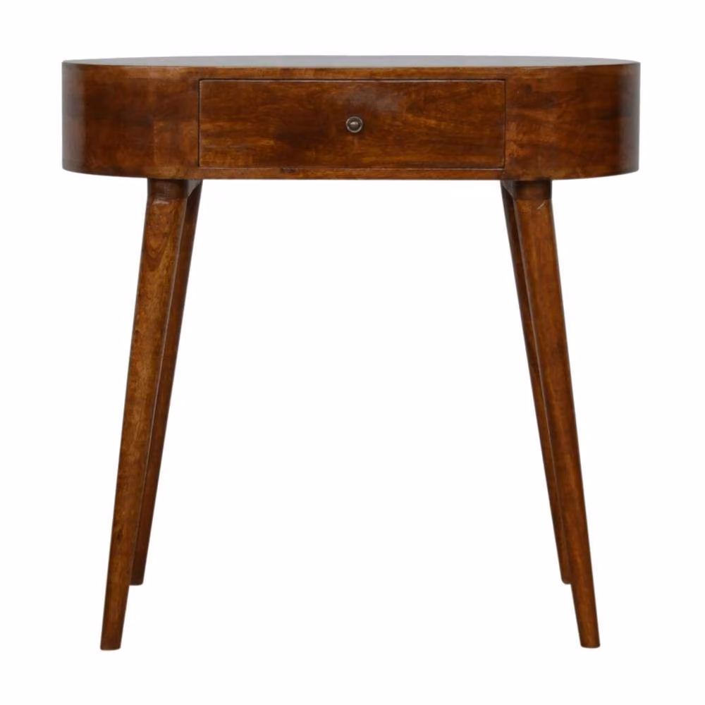 Wyld Haus Bellagio Mango Wood Oval Console Table with Drawer in Brown – 2