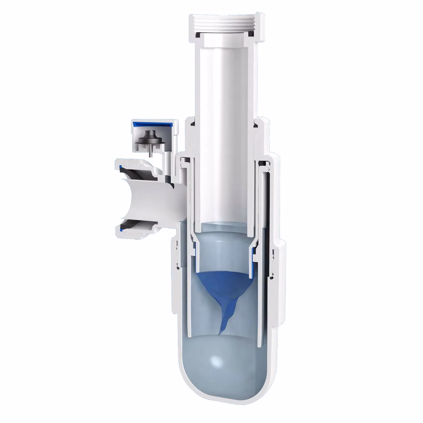McAlpine White Plastic Bottle Trap with Adjustable Inlet and Silicone Non-Return Valve – 2