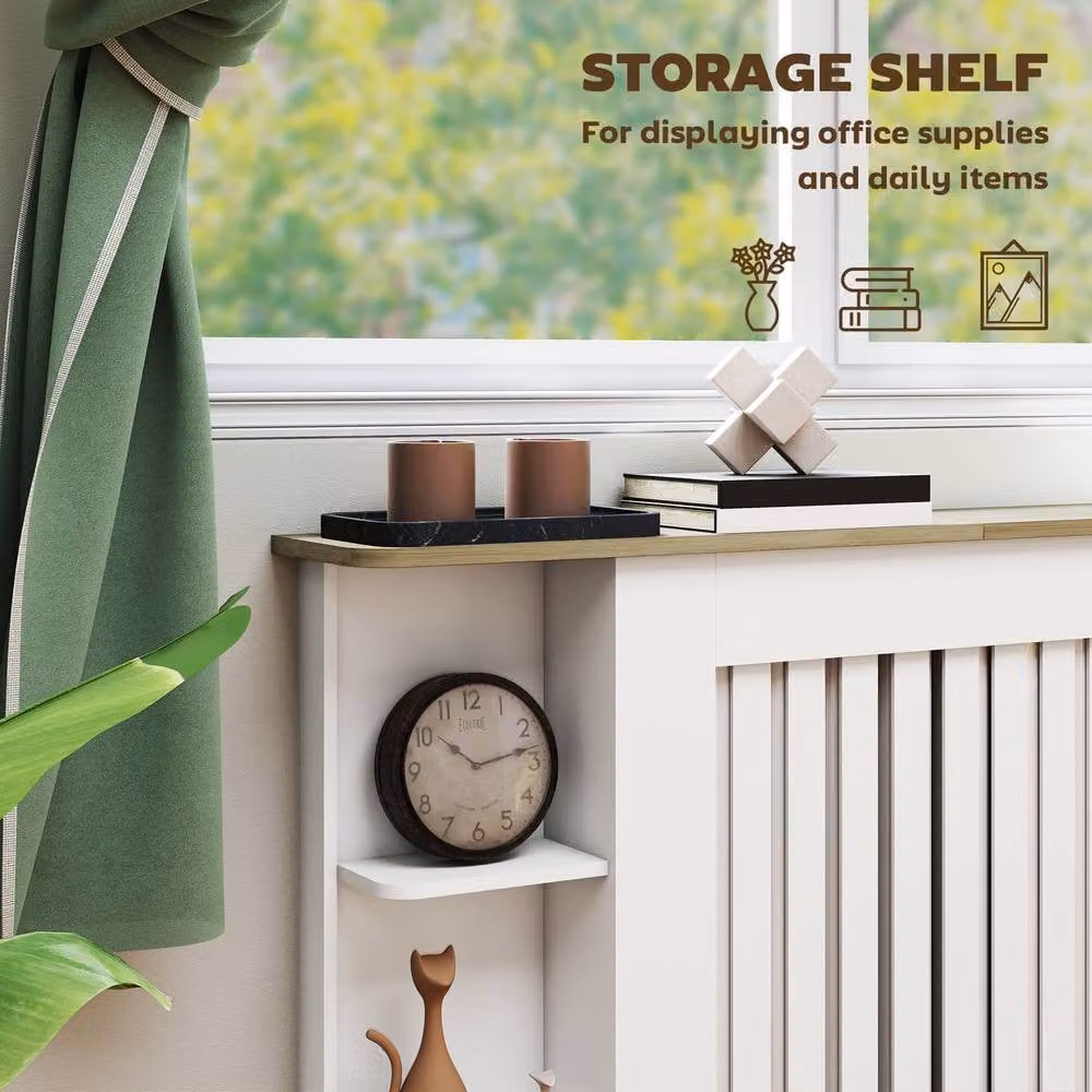 STILVORA White Radiator Cover with Open Shelves and Back Panel – 3
