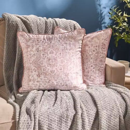 OHS Vintage Floral Printed Square Cushion Covers in Blush Pink – 2