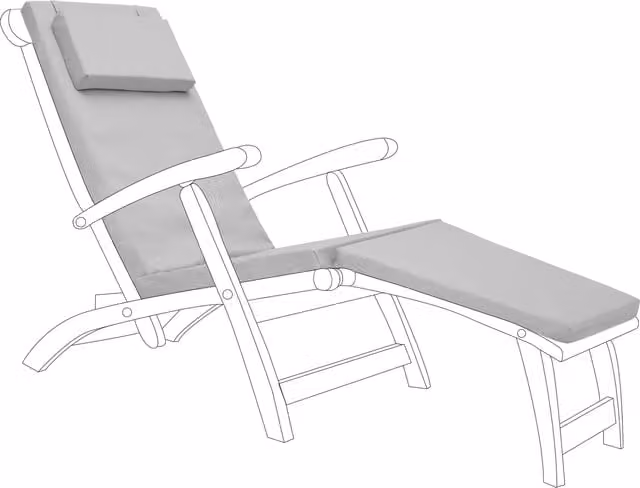 Gardenista Grey Polyester Outdoor Sun Lounger and Steamer Chair Cushion