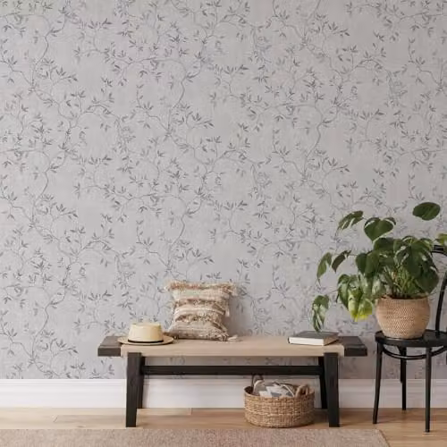 Muriva Darcy James Collection Japandi Leaf Scandinavian Style Textured Effect Wallpaper in Grey – 2