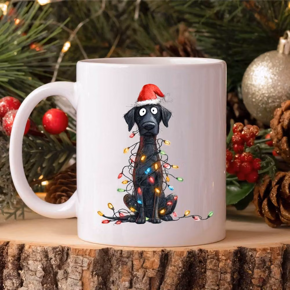 60 Second Makeover Labrador Christmas Lights Ceramic Mug in White – 2