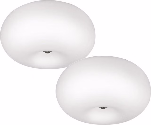 Loops 2 Pack Modern Round Ceiling and Wall Light in Satin Nickel with White Opal Glass Shade, 2x E27