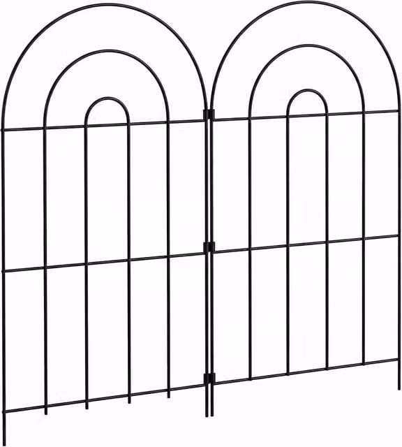 Mountview 10-Piece Black Powder-Coated Steel Metal Palisade Dog Fence with Round Pickets